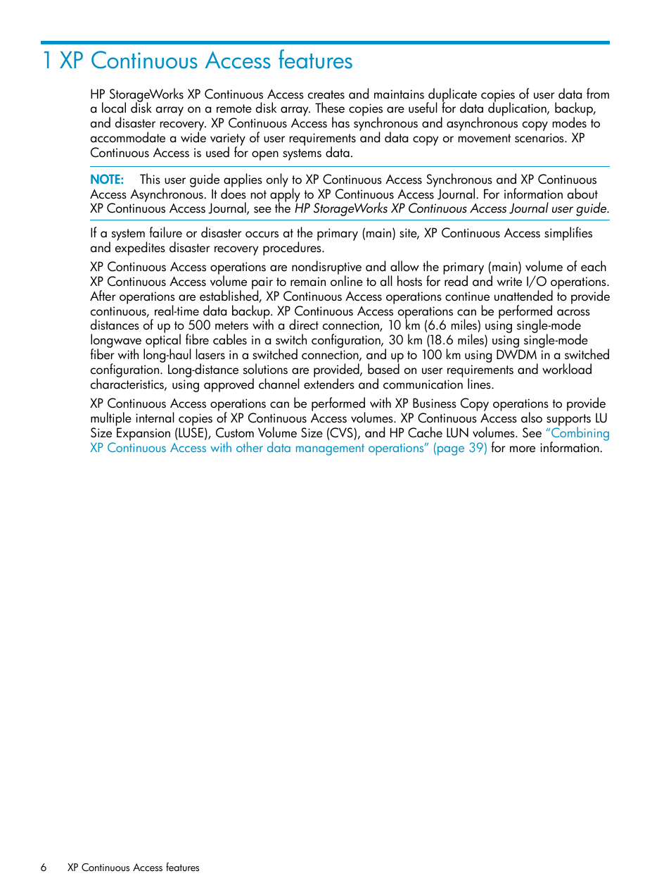 1 xp continuous access features | HP StorageWorks XP Remote Web Console Software User Manual | Page 6 / 115