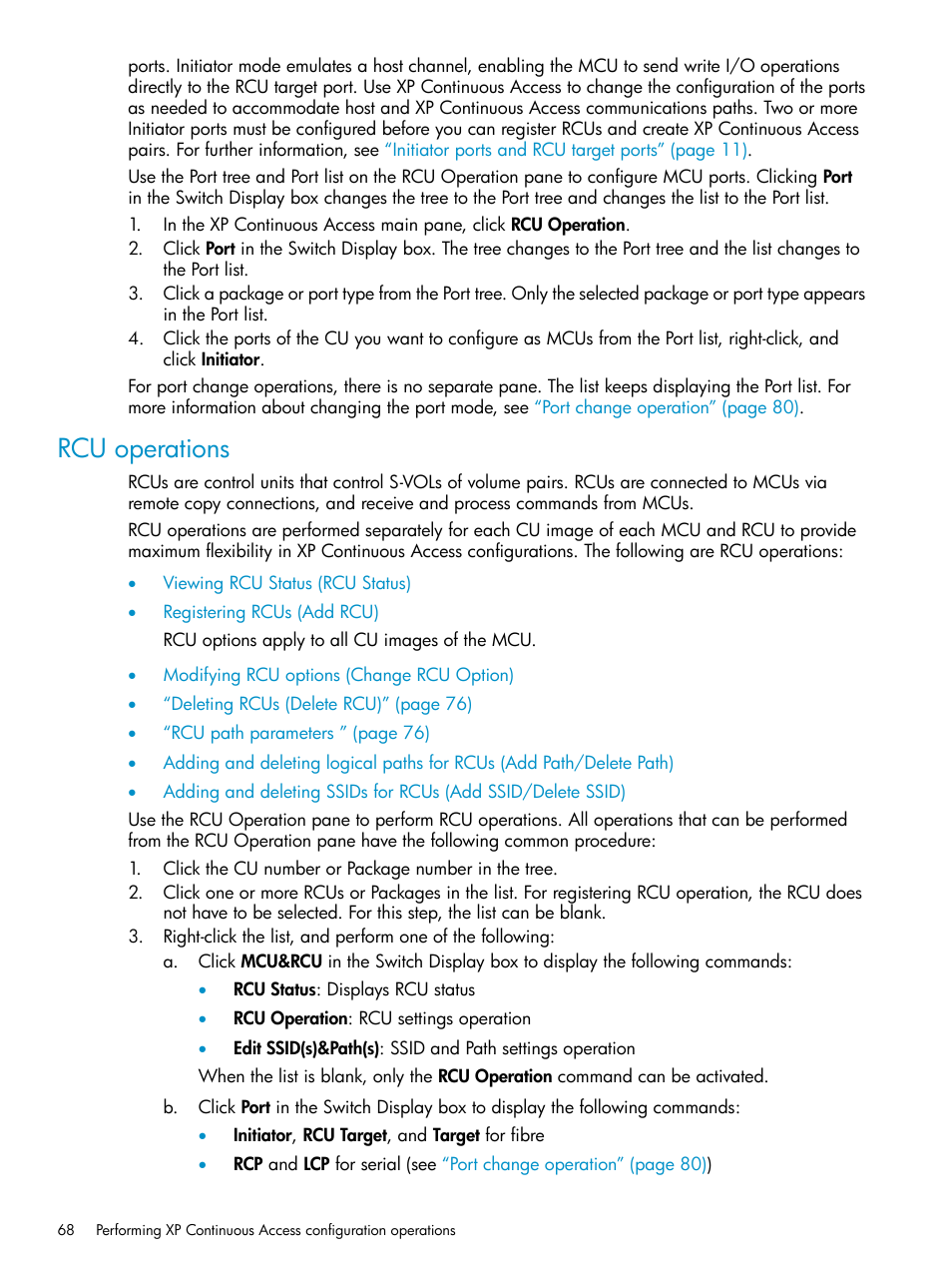 Rcu operations | HP StorageWorks XP Remote Web Console Software User Manual | Page 68 / 115