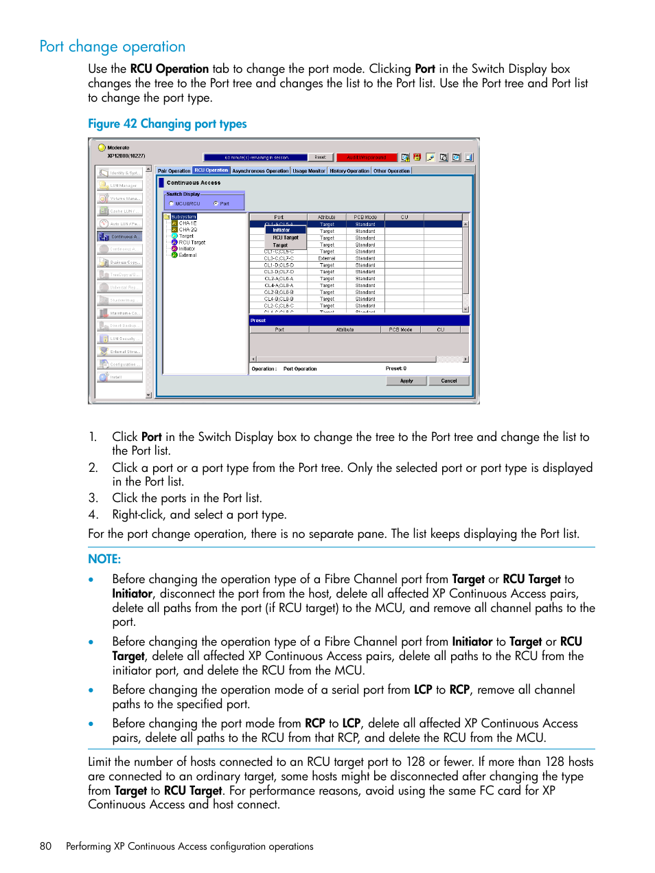 Port change operation | HP StorageWorks XP Remote Web Console Software User Manual | Page 80 / 115