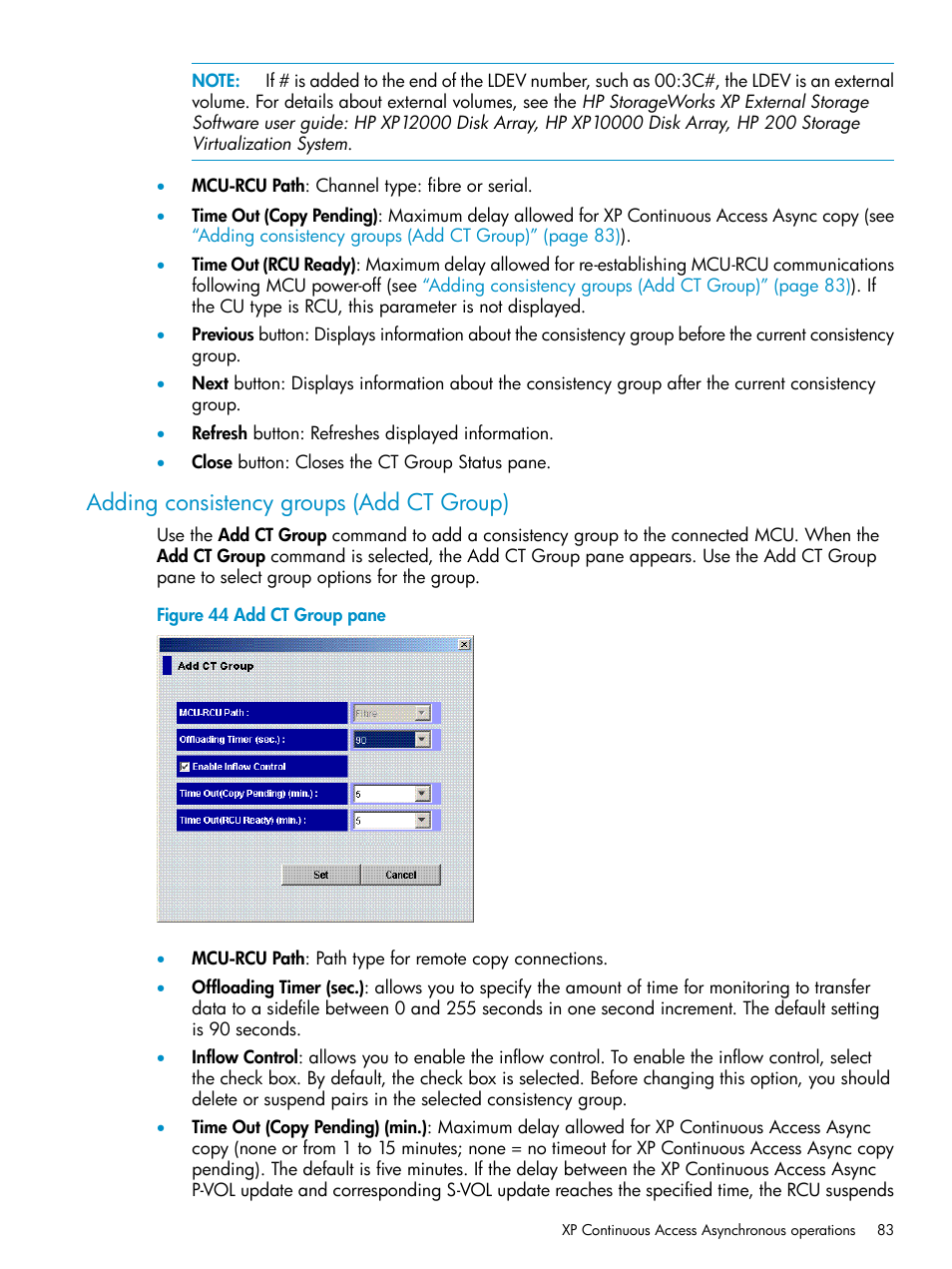 Adding consistency groups (add ct group) | HP StorageWorks XP Remote Web Console Software User Manual | Page 83 / 115