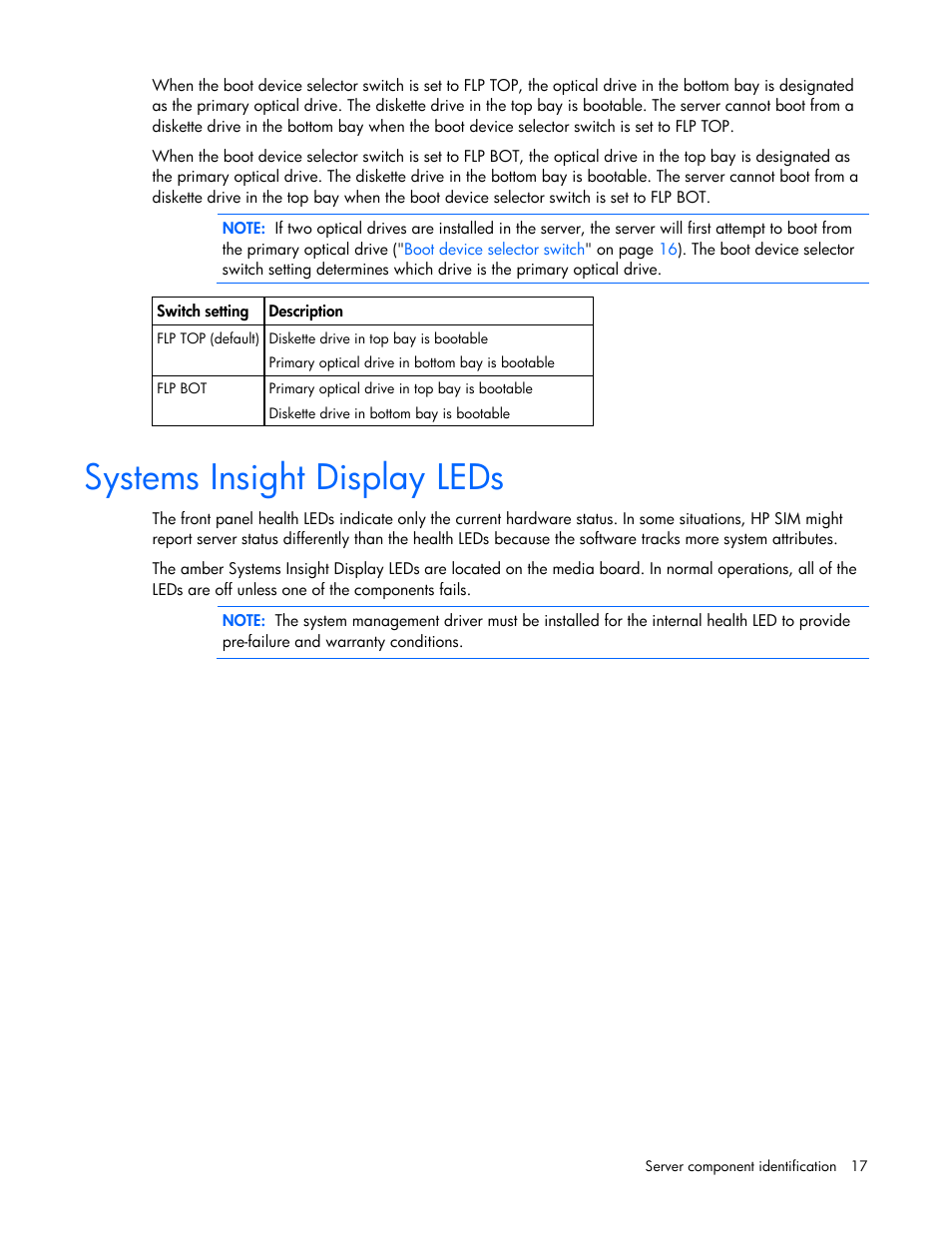 Systems insight display leds | HP ProLiant DL580 G4 Server User Manual | Page 17 / 139