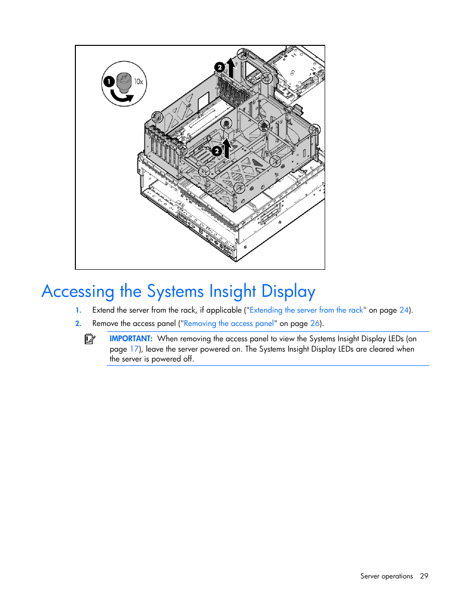 Accessing the systems insight display | HP ProLiant DL580 G4 Server User Manual | Page 29 / 139