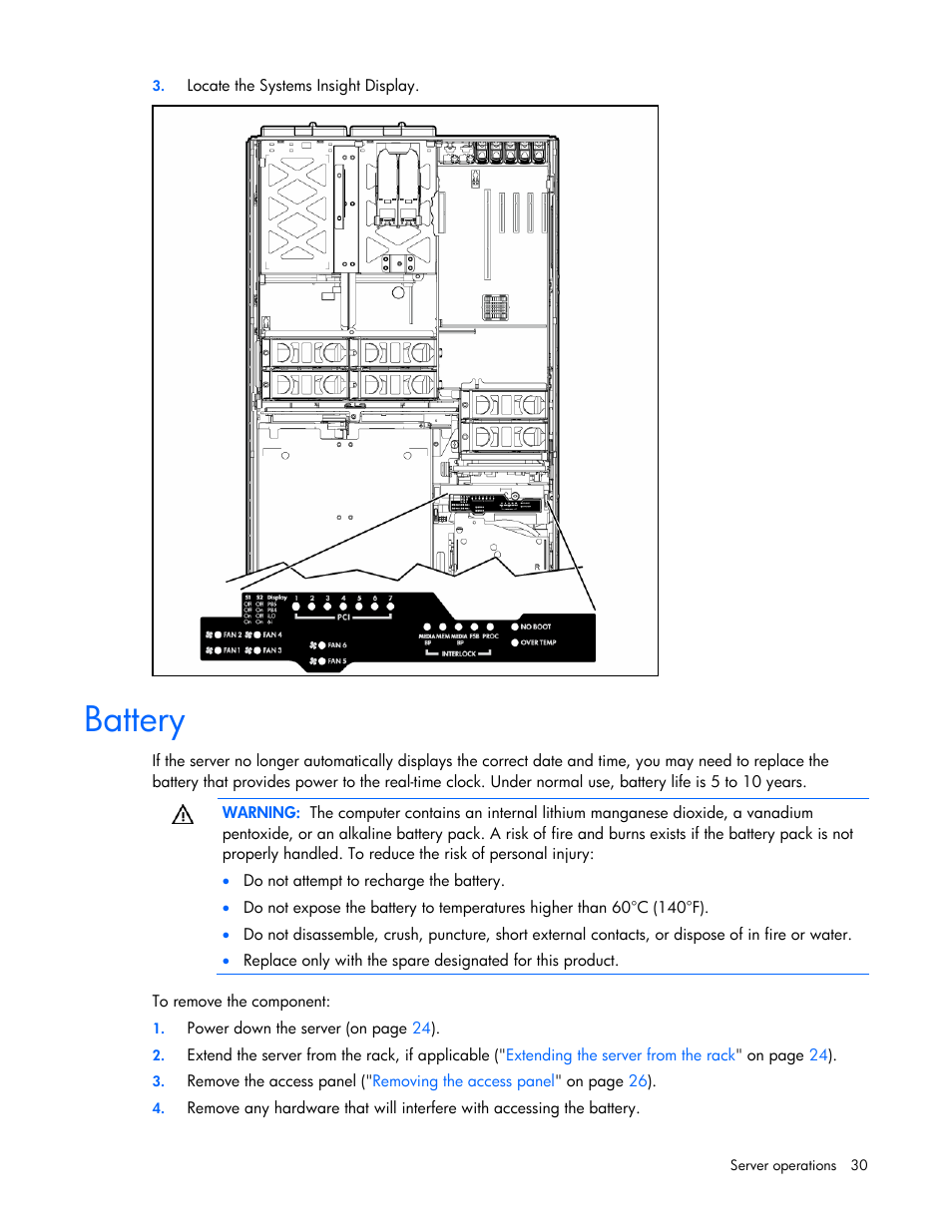 Battery | HP ProLiant DL580 G4 Server User Manual | Page 30 / 139