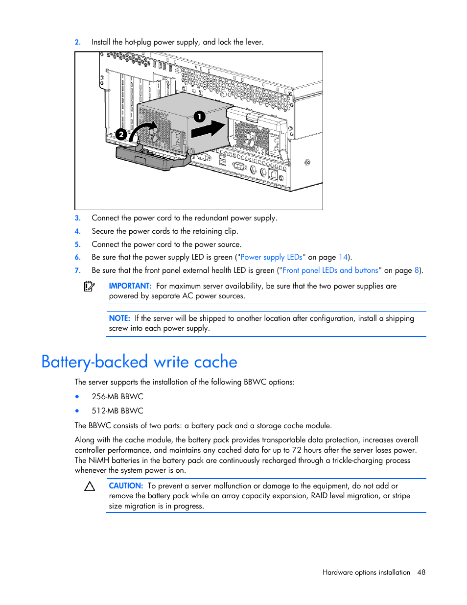 Battery-backed write cache | HP ProLiant DL580 G4 Server User Manual | Page 48 / 139