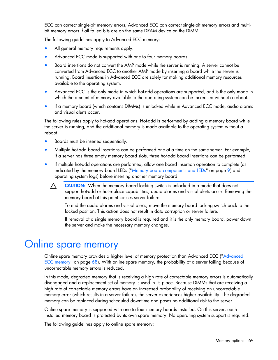 Online spare memory | HP ProLiant DL580 G4 Server User Manual | Page 69 / 139