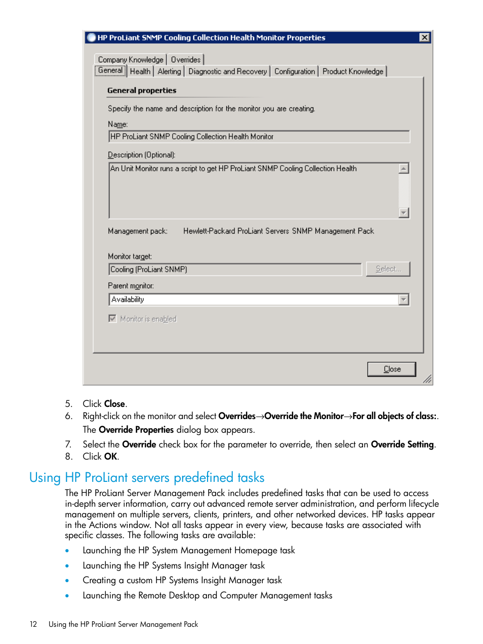 Using hp proliant servers predefined tasks | HP OneView for Microsoft System Center User Manual | Page 12 / 96