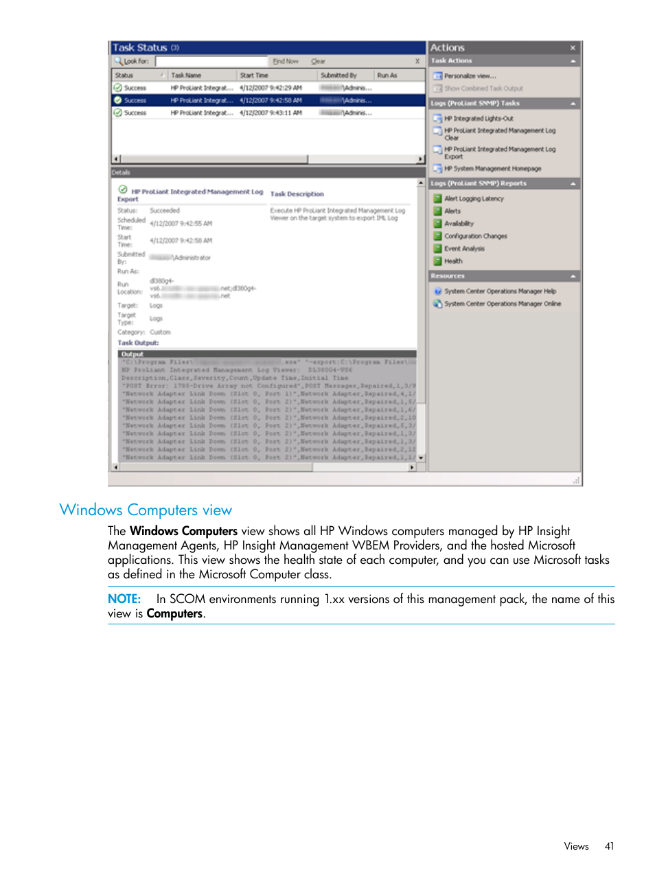 Windows computers view | HP OneView for Microsoft System Center User Manual | Page 41 / 96