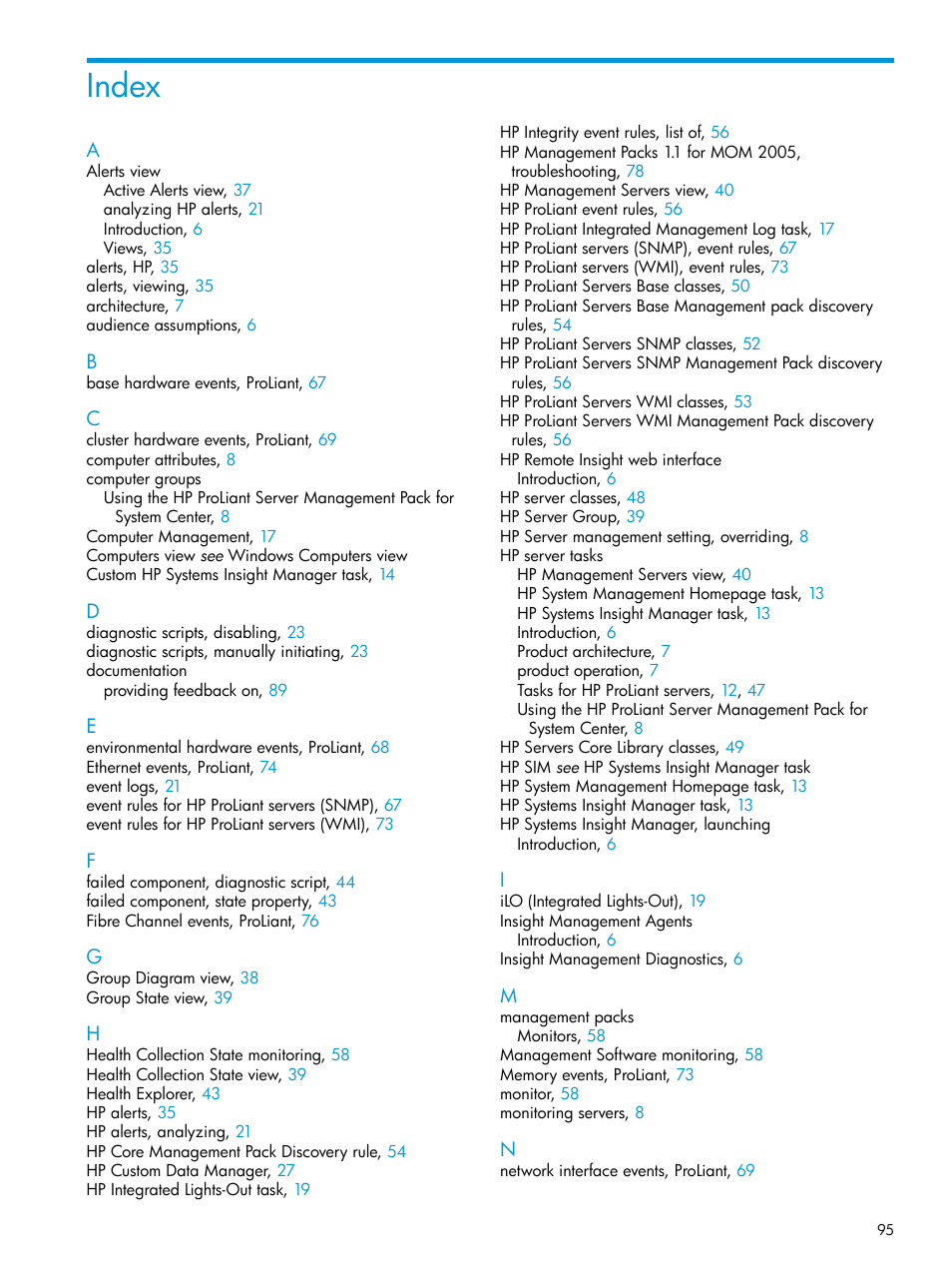 Index | HP OneView for Microsoft System Center User Manual | Page 95 / 96