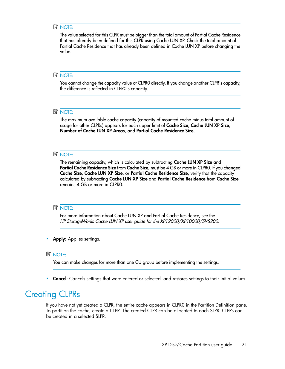 Creating clprs | HP StorageWorks XP Remote Web Console Software User Manual | Page 21 / 40