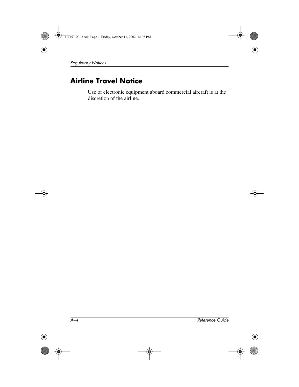 Airline travel notice | HP iPAQ h1900 Pocket PC series User Manual | Page 100 / 105