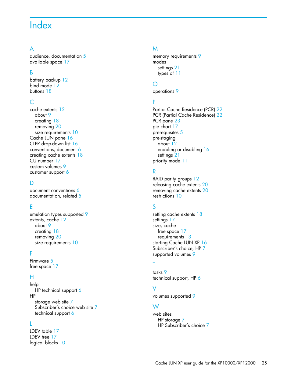 Index | HP StorageWorks XP Remote Web Console Software User Manual | Page 25 / 30