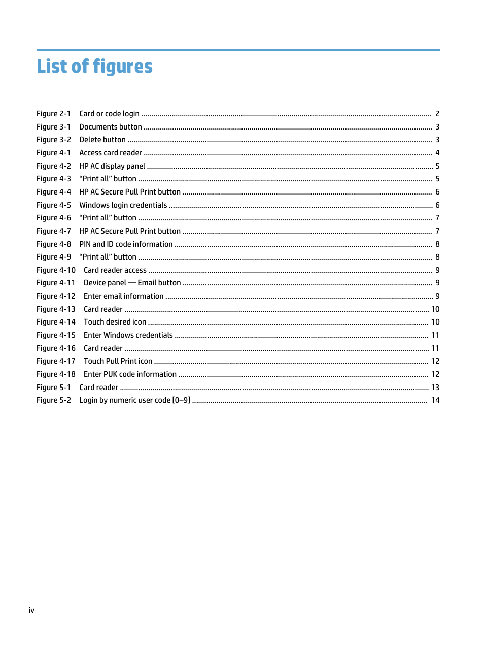 List of figures | HP Access Control User Manual | Page 4 / 18