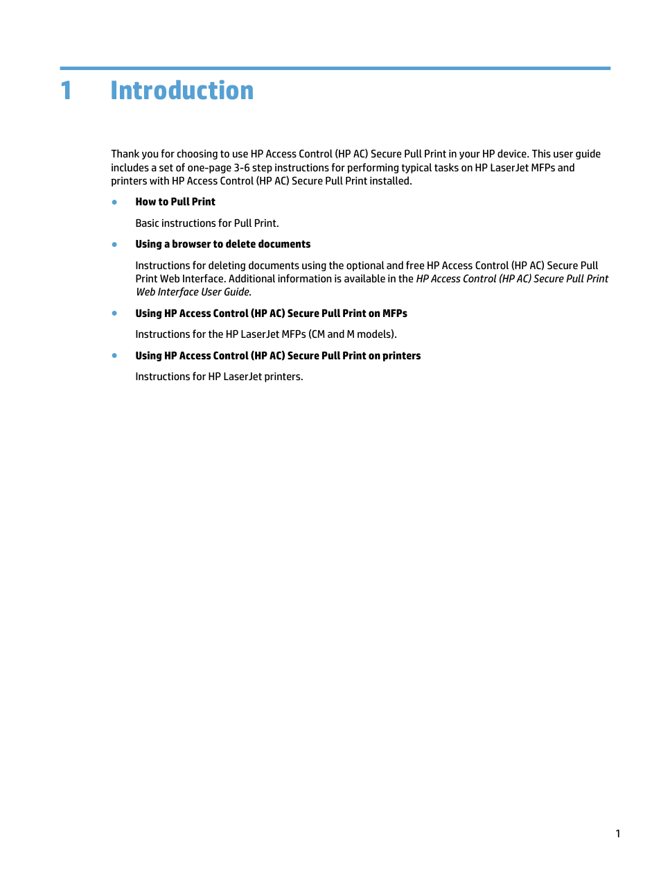 Introduction, 1 introduction, 1introduction | HP Access Control User Manual | Page 5 / 18