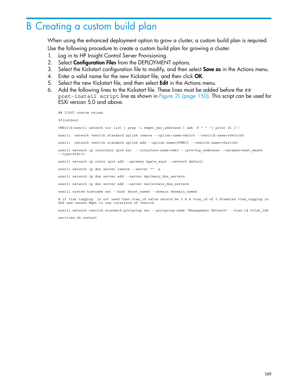 B creating a custom build plan | HP OneView for VMware vCenter User Manual | Page 149 / 157