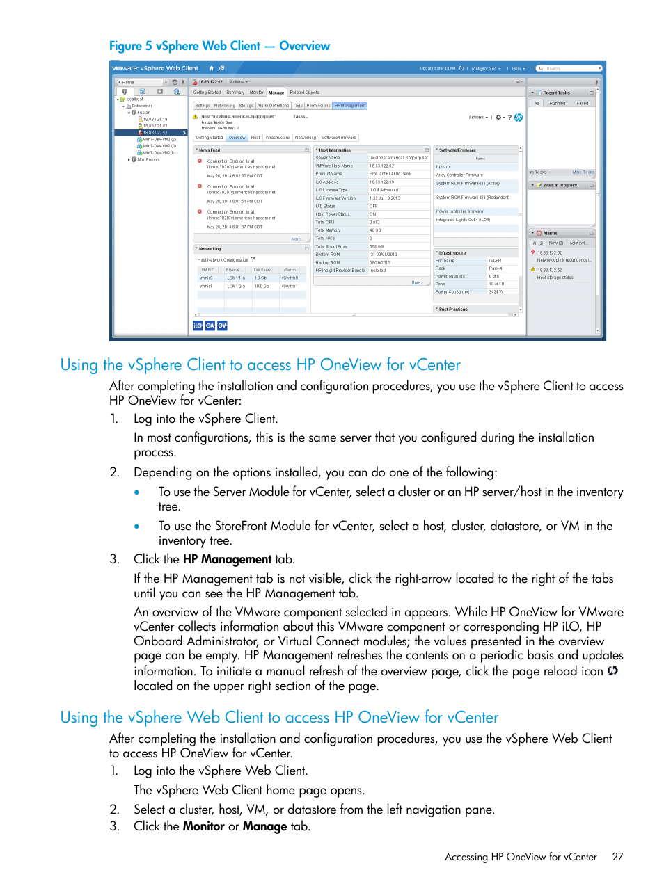 HP OneView for VMware vCenter User Manual | Page 27 / 157