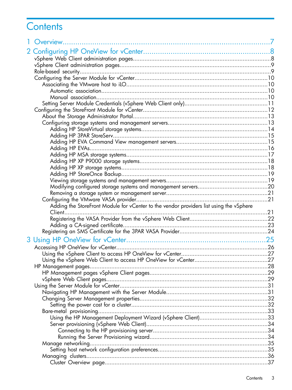 HP OneView for VMware vCenter User Manual | Page 3 / 157