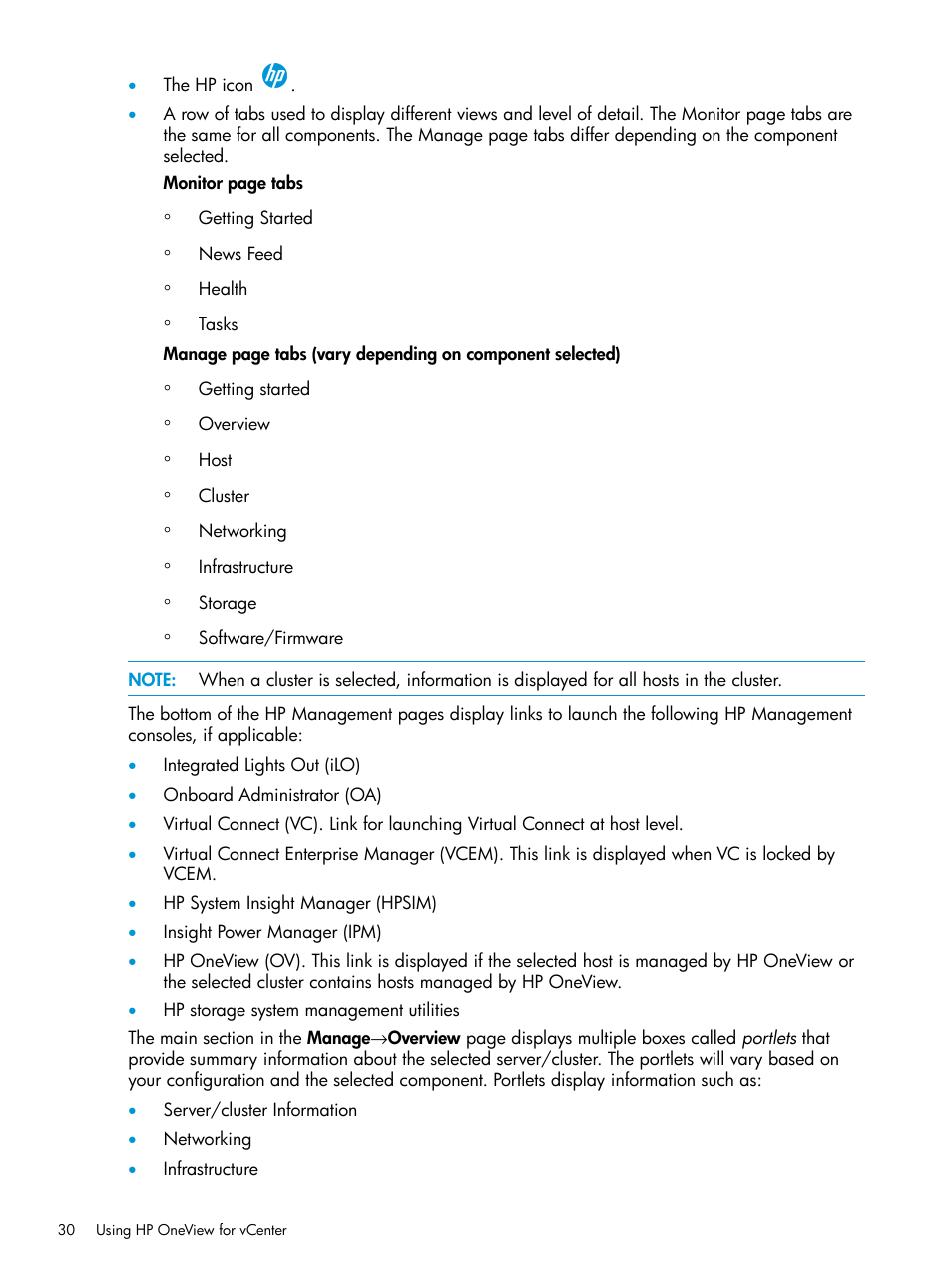 HP OneView for VMware vCenter User Manual | Page 30 / 157