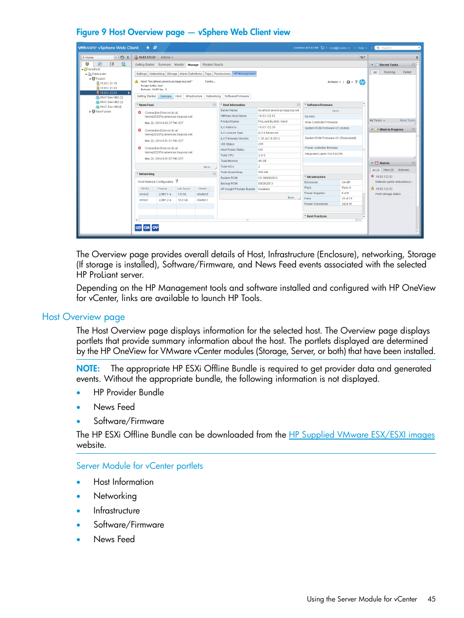 HP OneView for VMware vCenter User Manual | Page 45 / 157