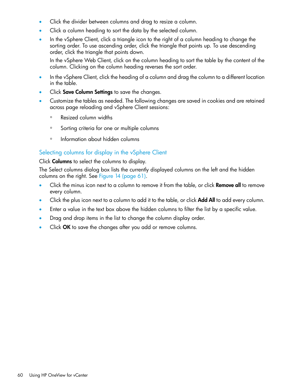 HP OneView for VMware vCenter User Manual | Page 60 / 157