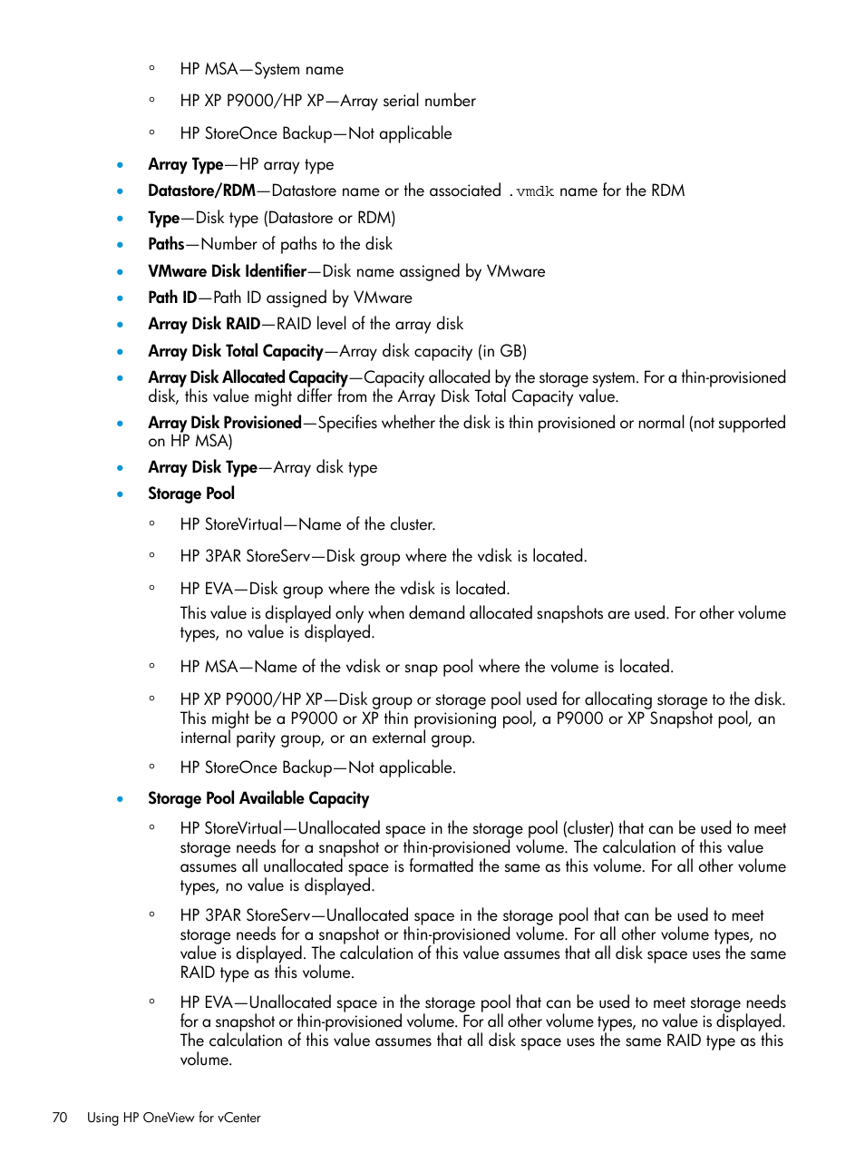 HP OneView for VMware vCenter User Manual | Page 70 / 157