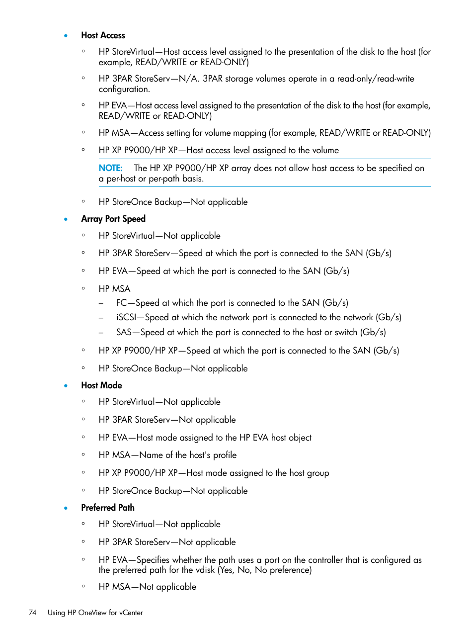 HP OneView for VMware vCenter User Manual | Page 74 / 157