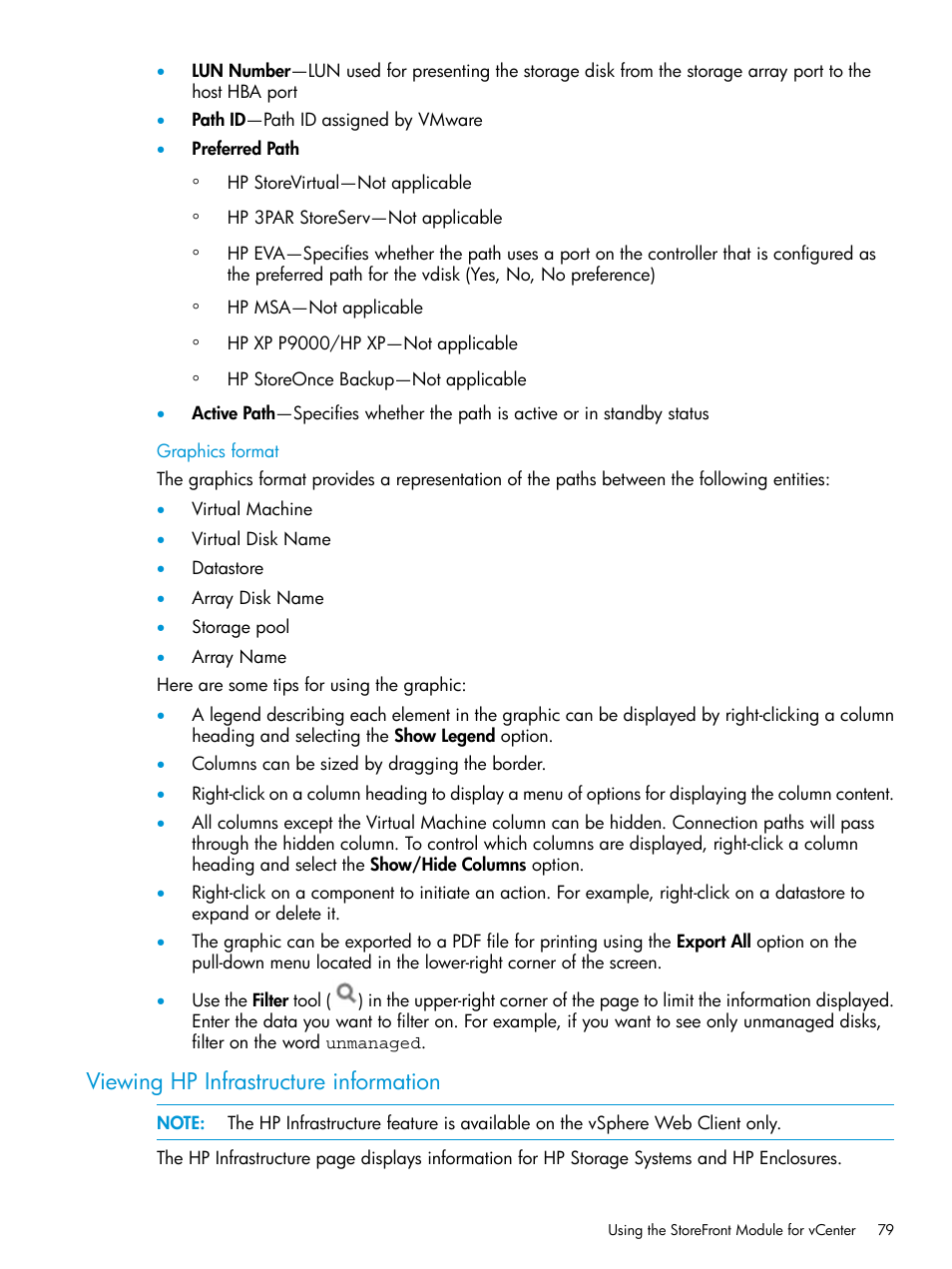 Viewing hp infrastructure information | HP OneView for VMware vCenter User Manual | Page 79 / 157