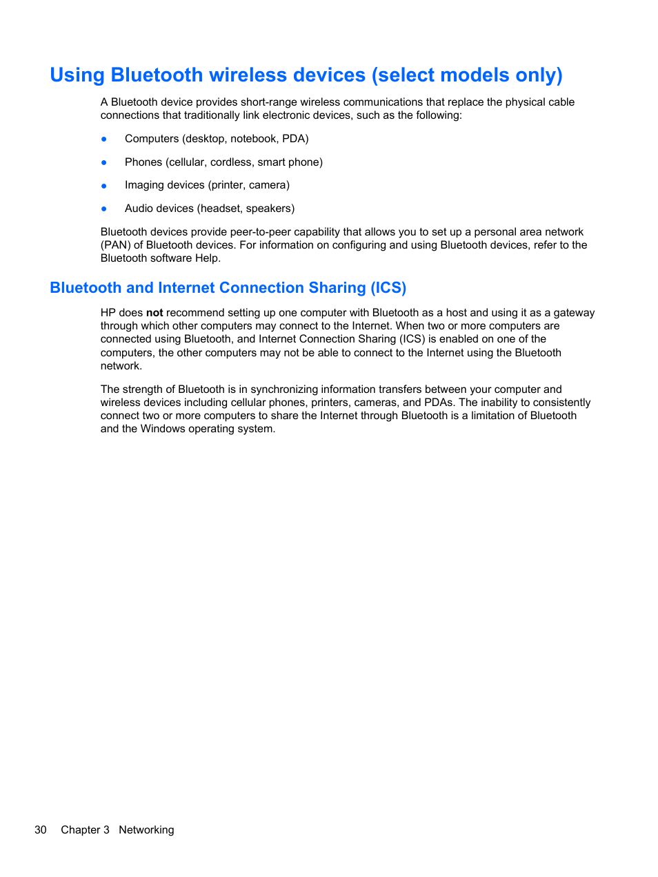 Bluetooth and internet connection sharing (ics) | HP EliteBook 2740p Tablet-PC User Manual | Page 42 / 175
