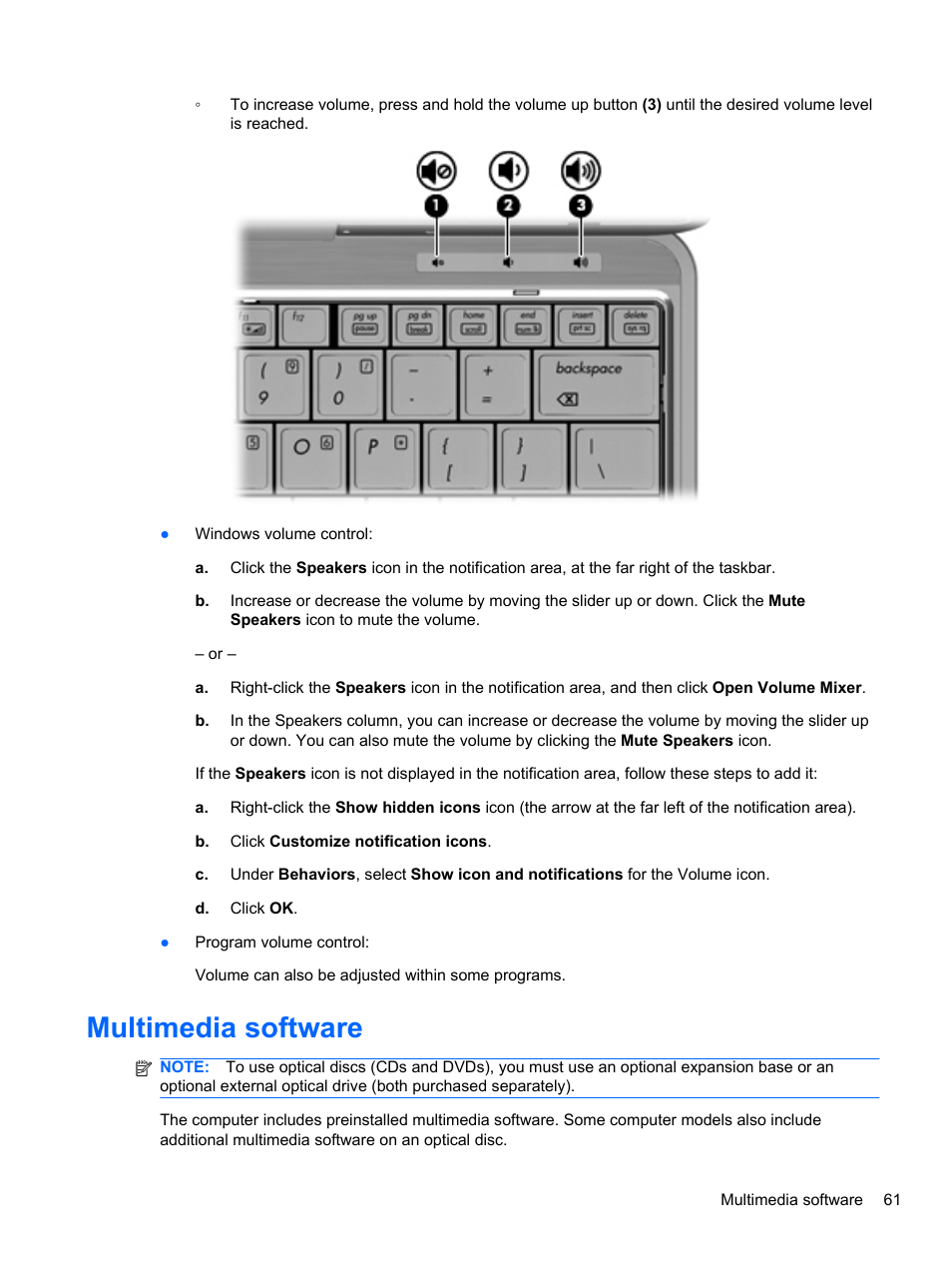 Multimedia software | HP EliteBook 2740p Tablet-PC User Manual | Page 73 / 175