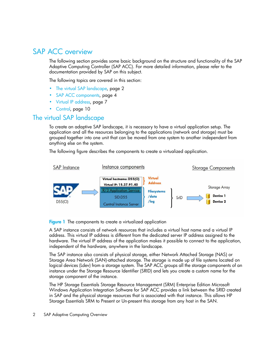 Sap acc overview, The virtual sap landscape | HP Storage Essentials Enterprise Edition Software User Manual | Page 16 / 90