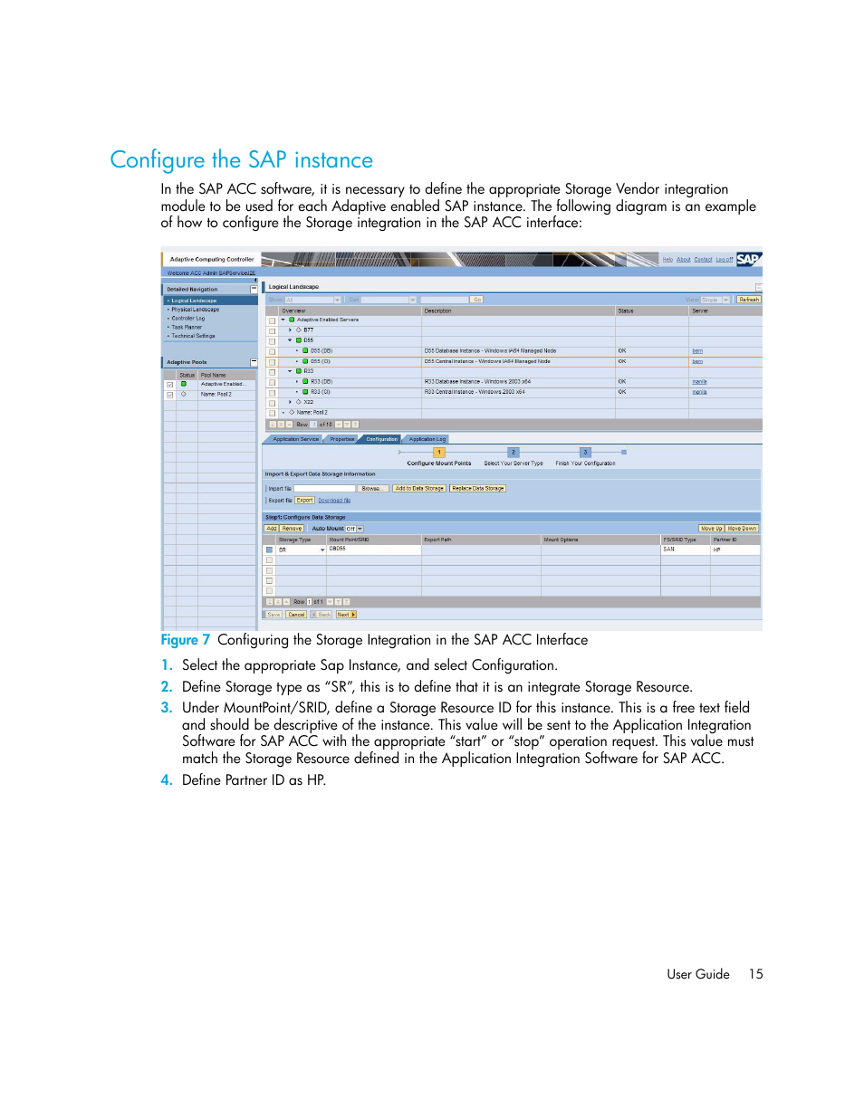 Configure the sap instance | HP Storage Essentials Enterprise Edition Software User Manual | Page 29 / 90