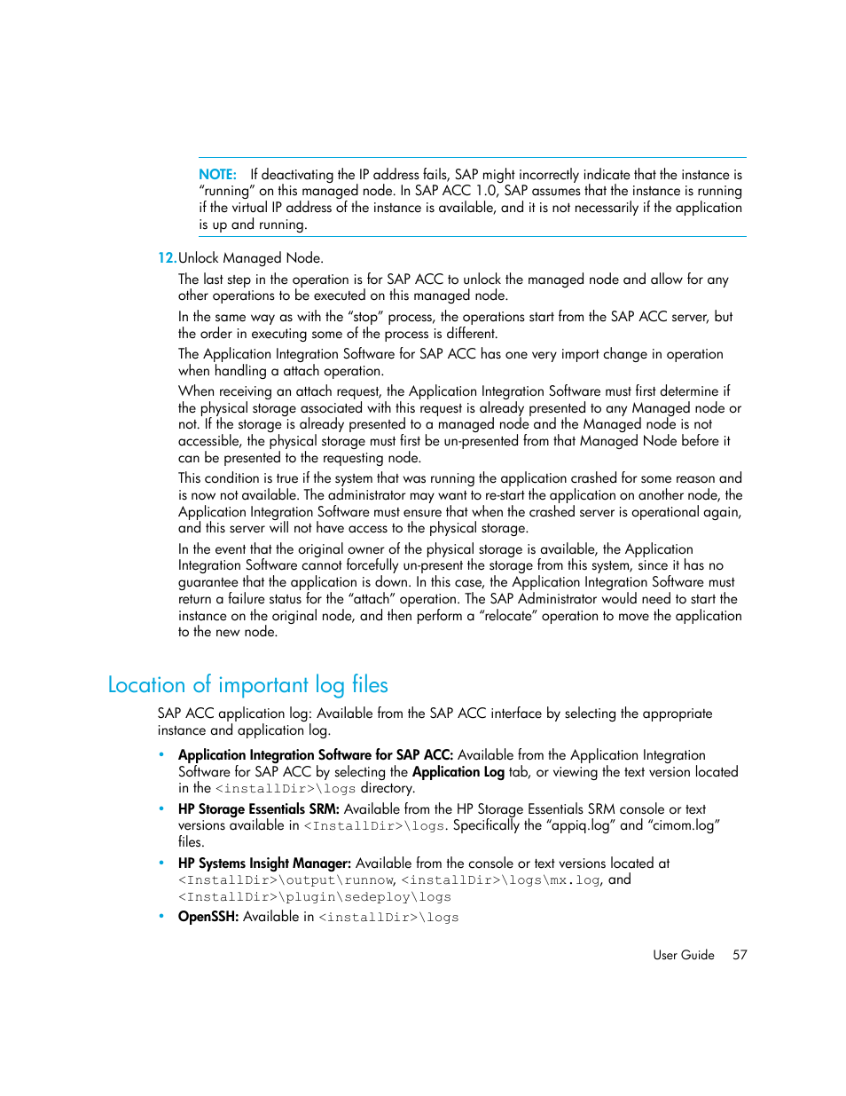 Location of important log files | HP Storage Essentials Enterprise Edition Software User Manual | Page 71 / 90