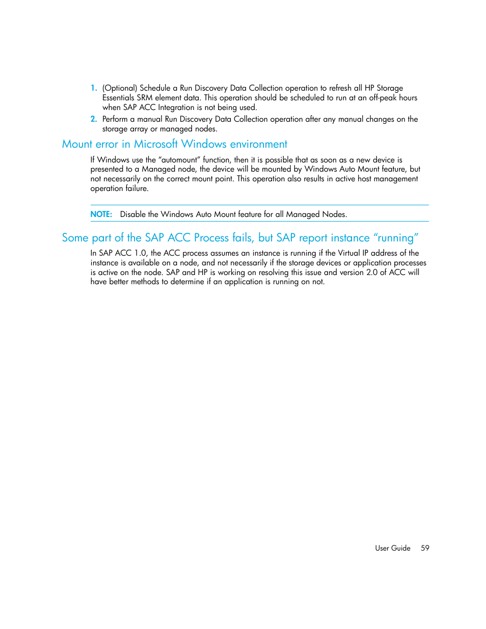 Mount error in microsoft windows environment | HP Storage Essentials Enterprise Edition Software User Manual | Page 73 / 90
