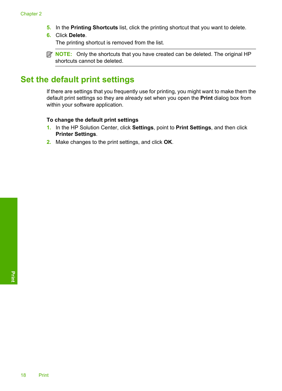 Set the default print settings | HP Deskjet D2680 Printer User Manual | Page 20 / 88