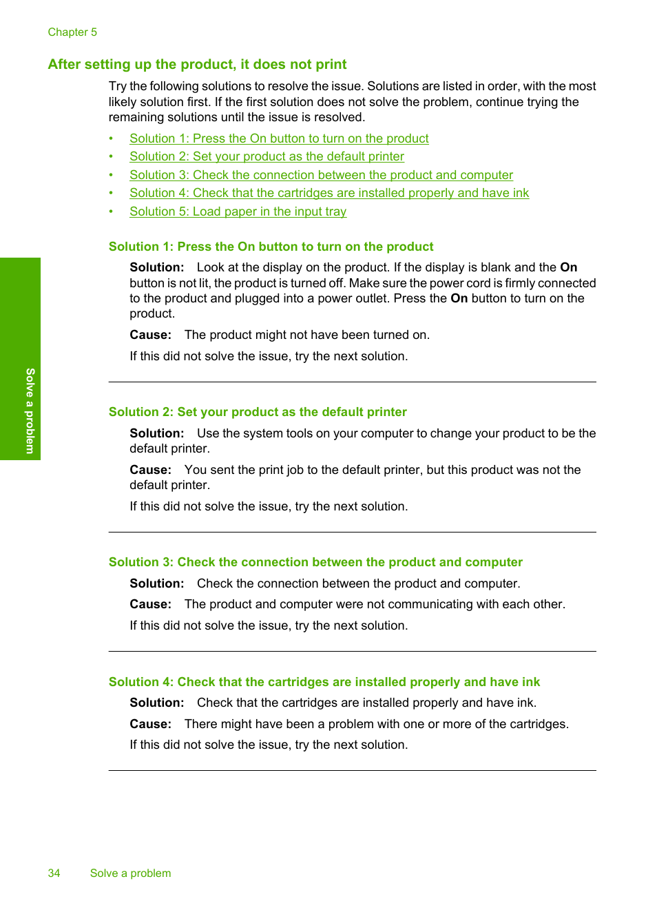 After setting up the product, it does not print | HP Deskjet D2680 Printer User Manual | Page 36 / 88