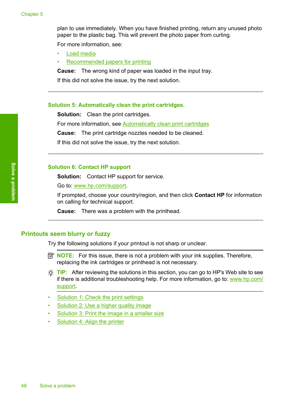 Printouts seem blurry or fuzzy, Solution 6: contact hp support | HP Deskjet D2680 Printer User Manual | Page 50 / 88