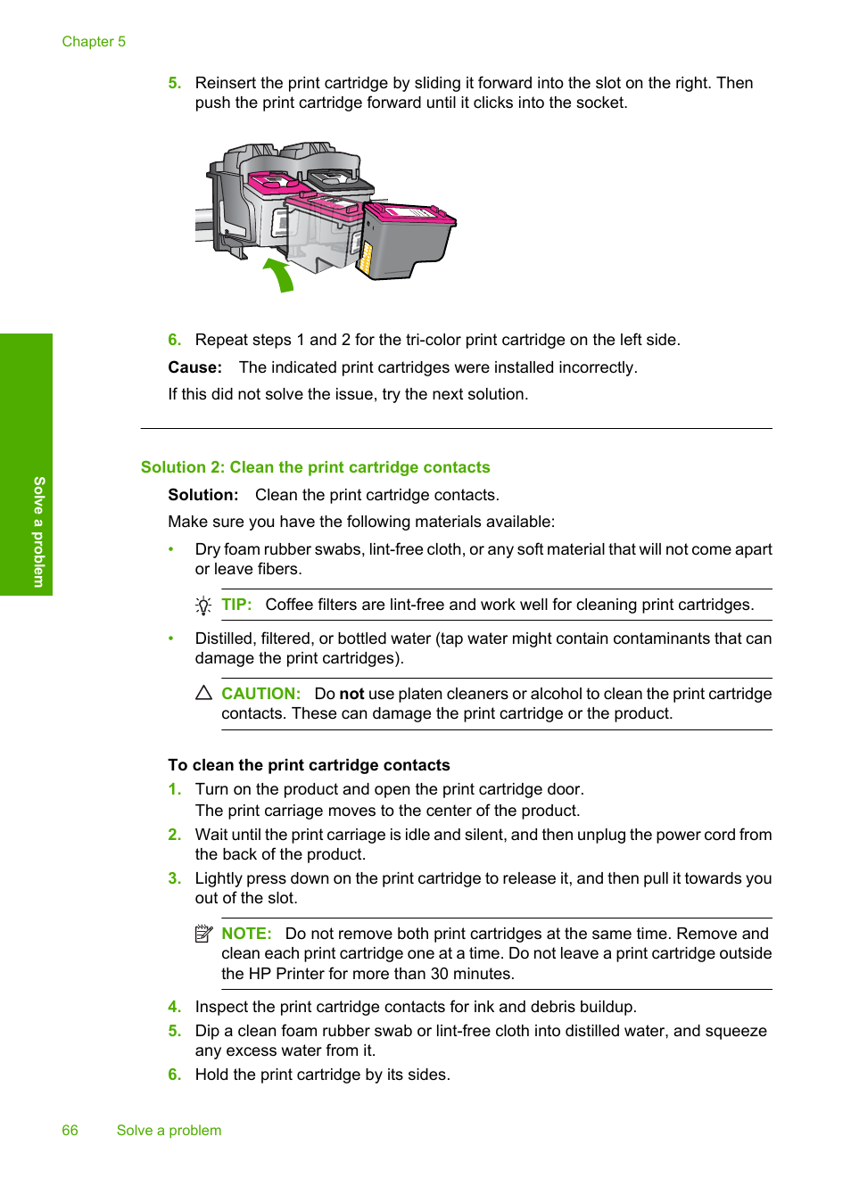 Solution 2: clean the print cartridge contacts | HP Deskjet D2680 Printer User Manual | Page 68 / 88