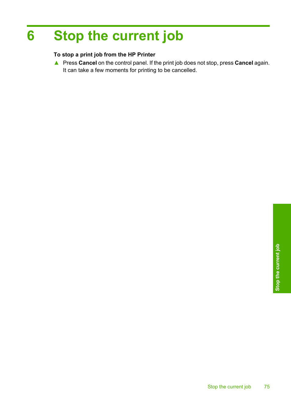 Stop the current job, 6stop the current job | HP Deskjet D2680 Printer User Manual | Page 77 / 88