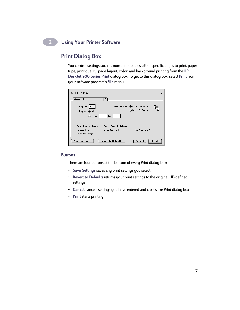 Print dialog box | HP Deskjet 950c Printer User Manual | Page 14 / 73