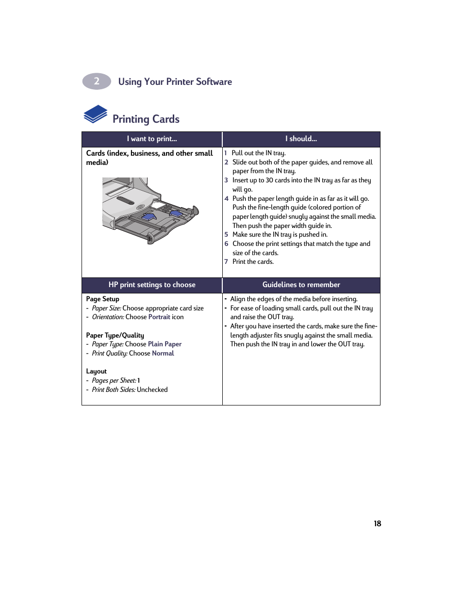 Printing cards, Using your printer software | HP Deskjet 950c Printer User Manual | Page 25 / 73