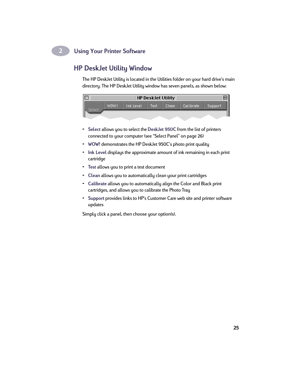 Hp deskjet utility window | HP Deskjet 950c Printer User Manual | Page 32 / 73