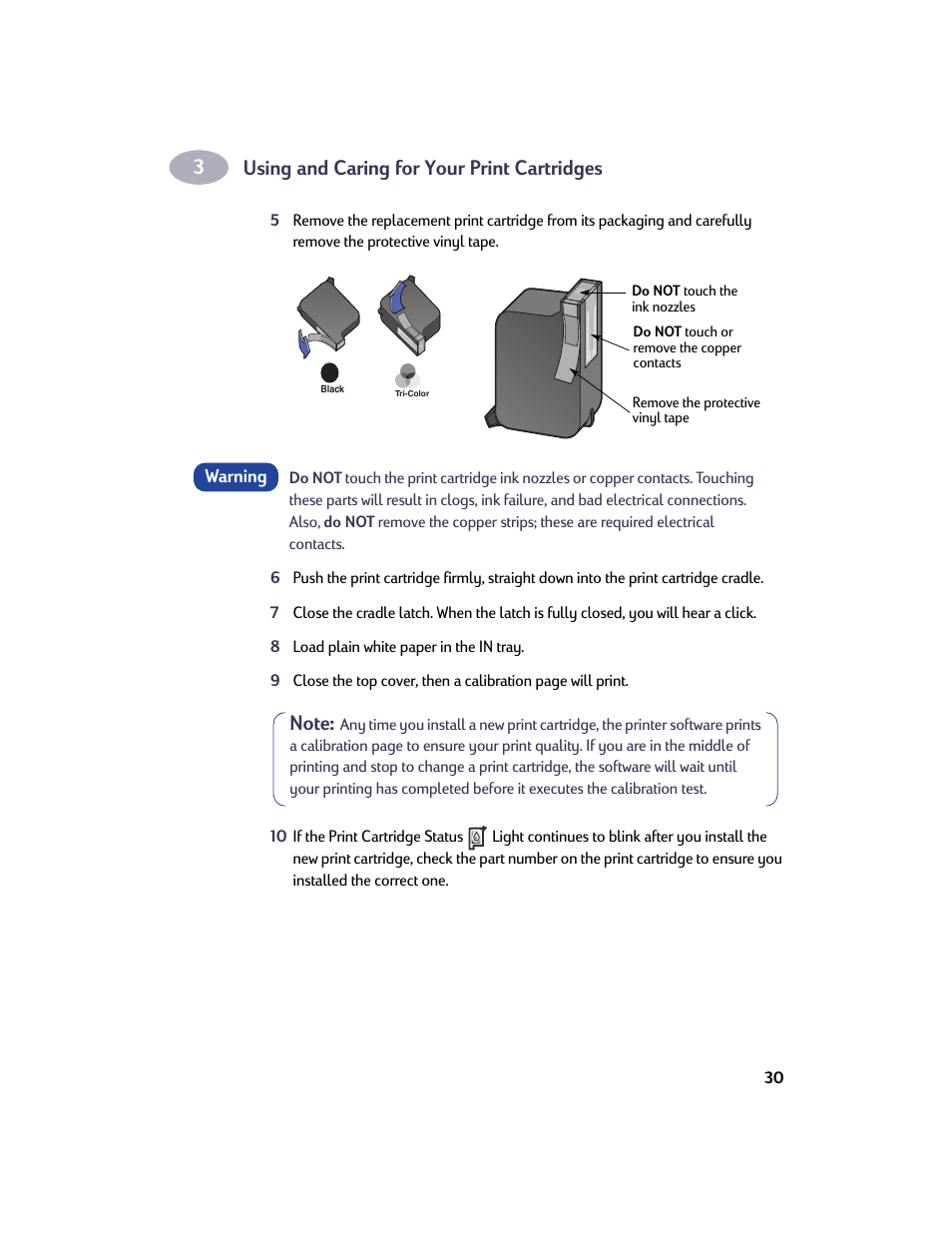 Using and caring for your print cartridges | HP Deskjet 950c Printer User Manual | Page 37 / 73