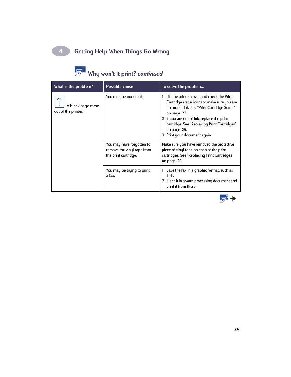 Getting help when things go wrong, Why won’t it print? continued | HP Deskjet 950c Printer User Manual | Page 46 / 73
