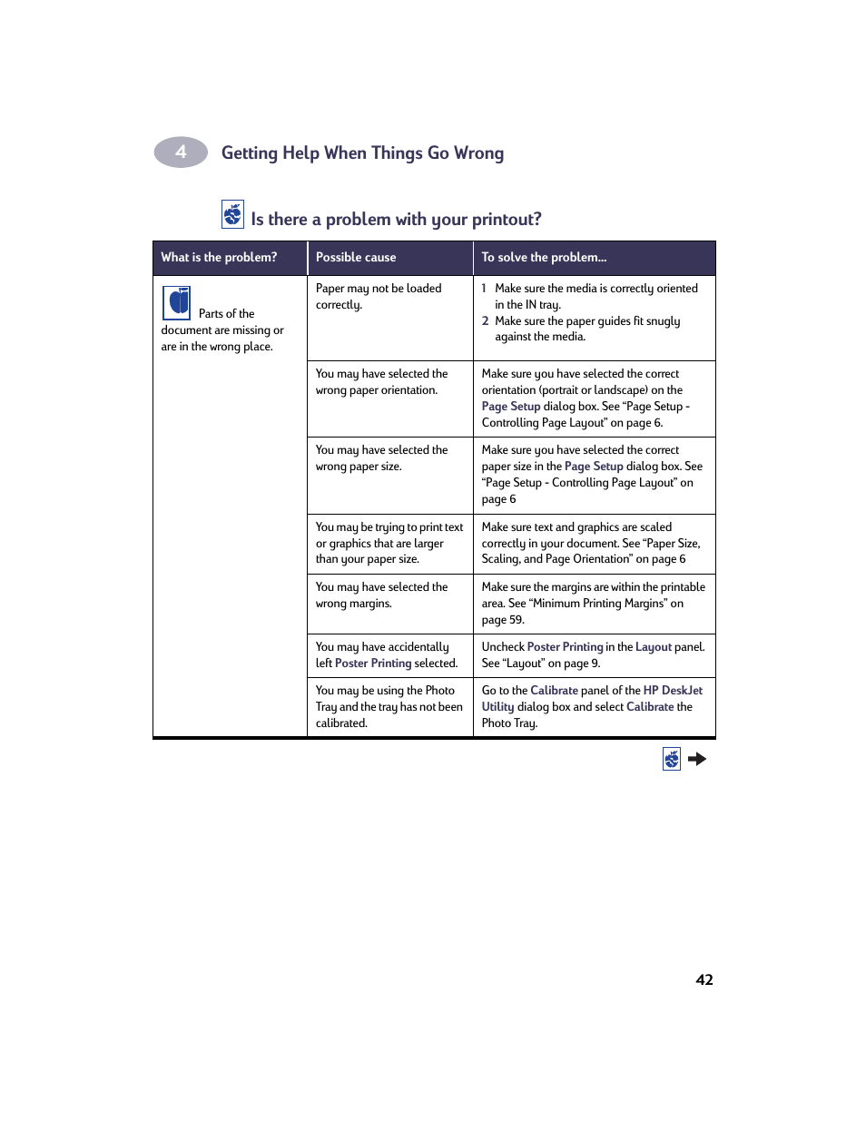 Getting help when things go wrong, Is there a problem with your printout | HP Deskjet 950c Printer User Manual | Page 49 / 73