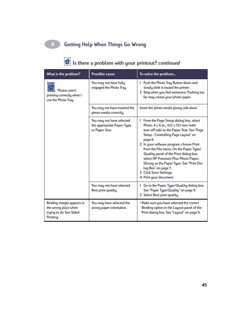 Getting help when things go wrong, Is there a problem with your printout? continued | HP Deskjet 950c Printer User Manual | Page 52 / 73