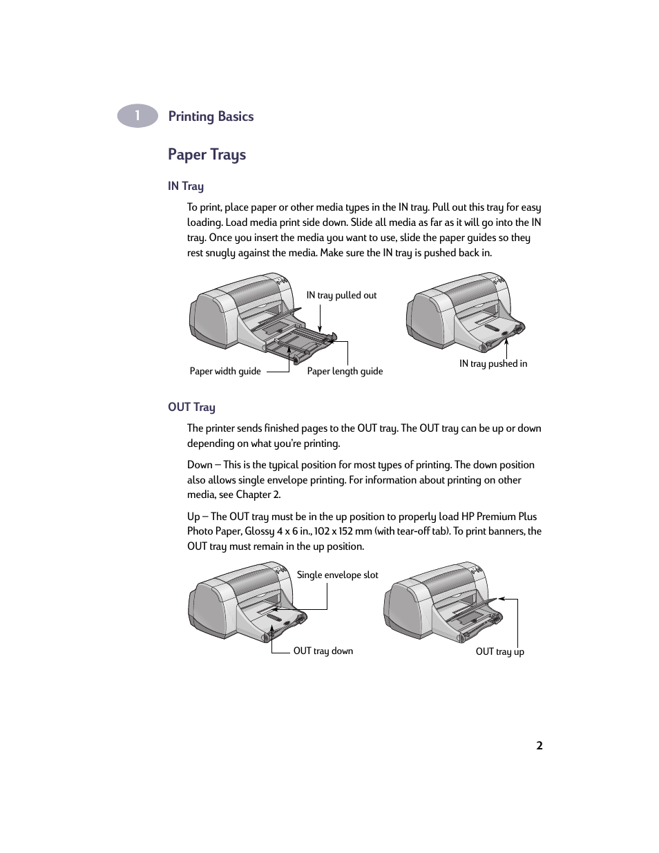 Paper trays | HP Deskjet 950c Printer User Manual | Page 9 / 73