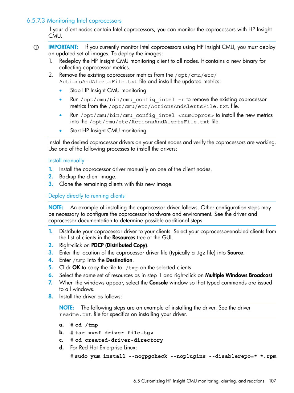 3 monitoring intel coprocessors | HP Insight Cluster Management Utility User Manual | Page 107 / 223