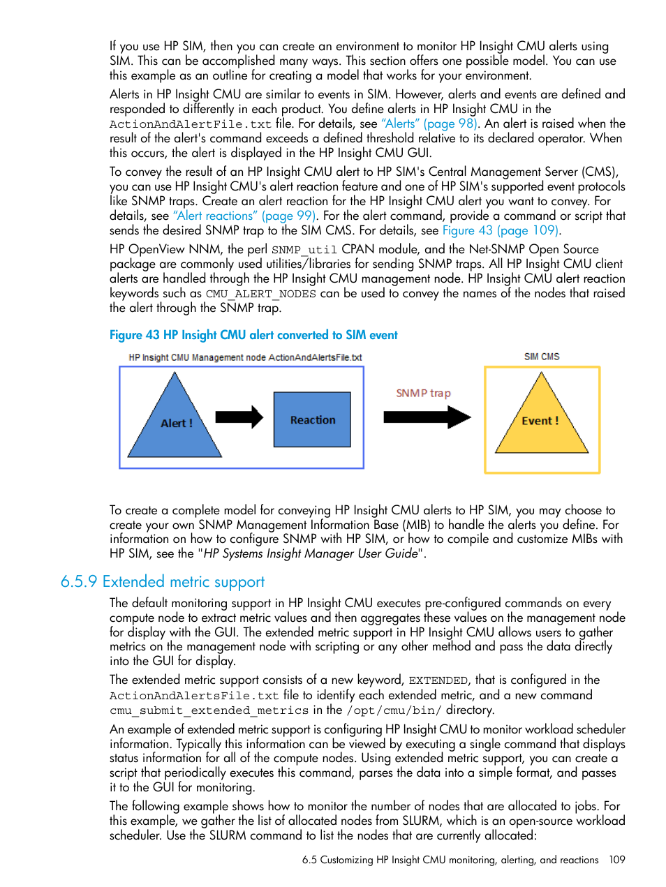 9 extended metric support, Hp insight cmu alert converted to sim event | HP Insight Cluster Management Utility User Manual | Page 109 / 223