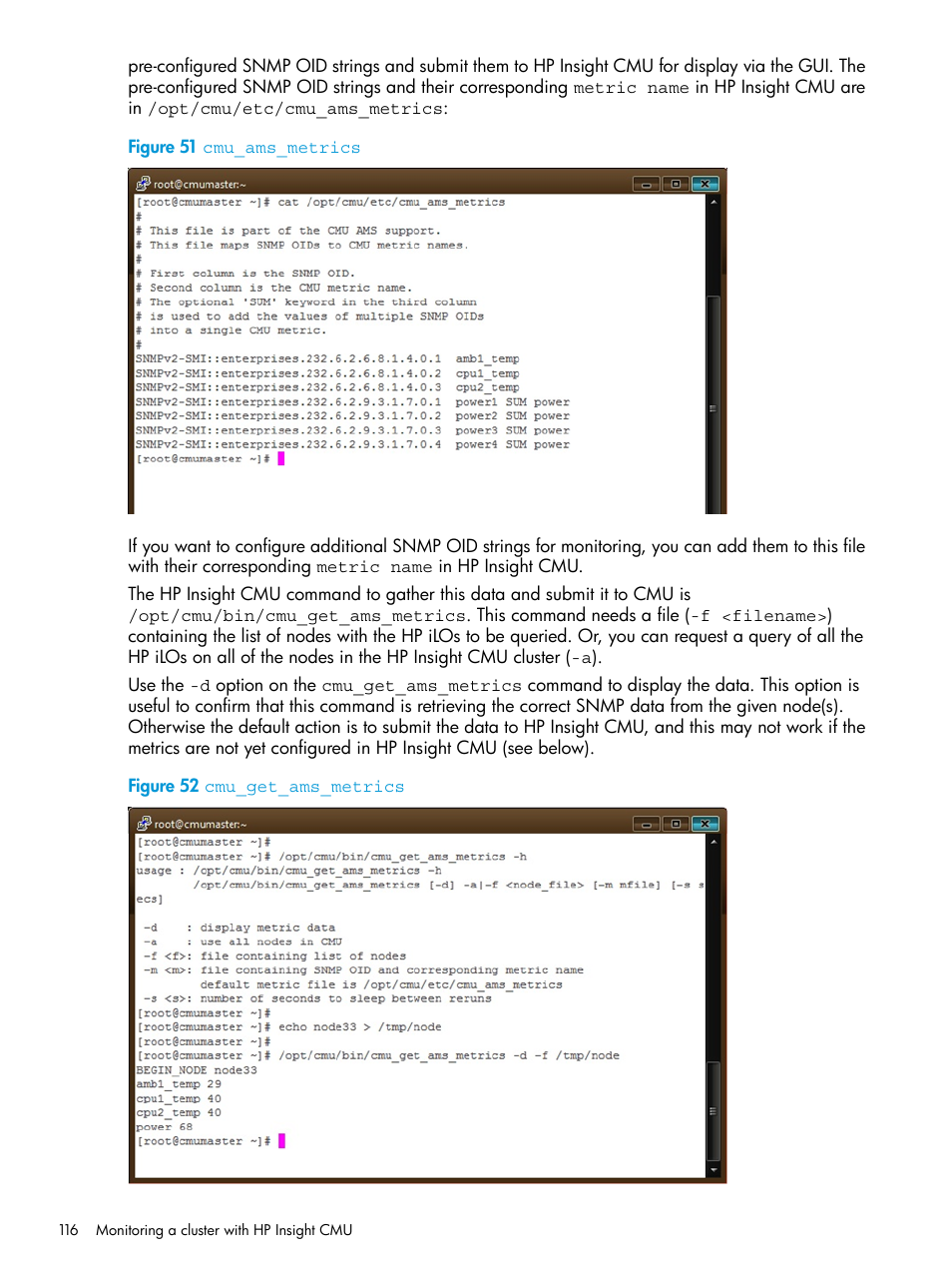 Cmu_ams_metrics, Cmu_get_ams_metrics | HP Insight Cluster Management Utility User Manual | Page 116 / 223