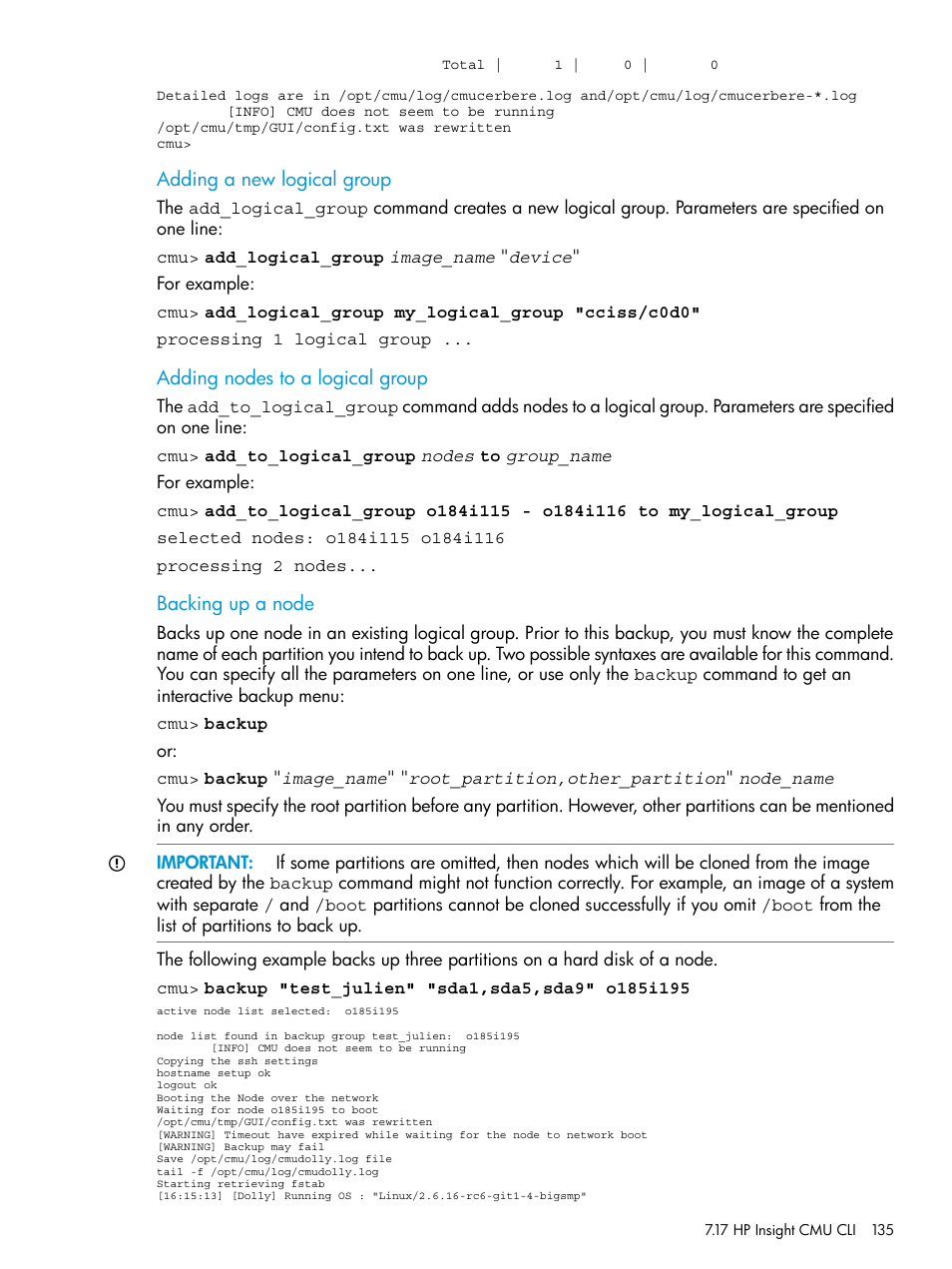 HP Insight Cluster Management Utility User Manual | Page 135 / 223