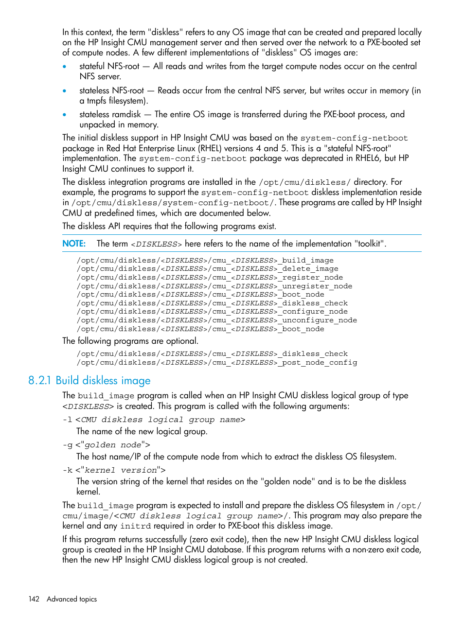 1 build diskless image | HP Insight Cluster Management Utility User Manual | Page 142 / 223